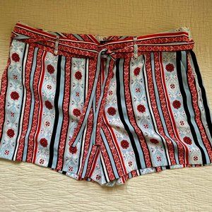 LOFT Shorts in Cerulean Blue with Exotic Motif, Size 14, New Without Tags